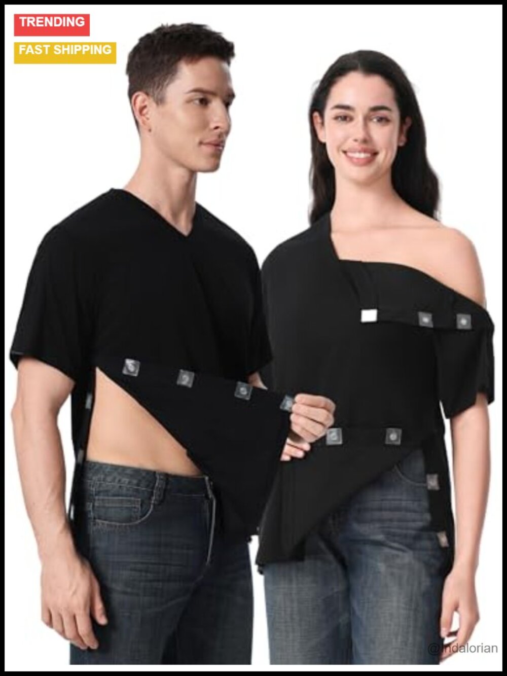Magnetic Button Post Surgery Recovery Shirt V-Neck Adaptive Chemo Port Tee